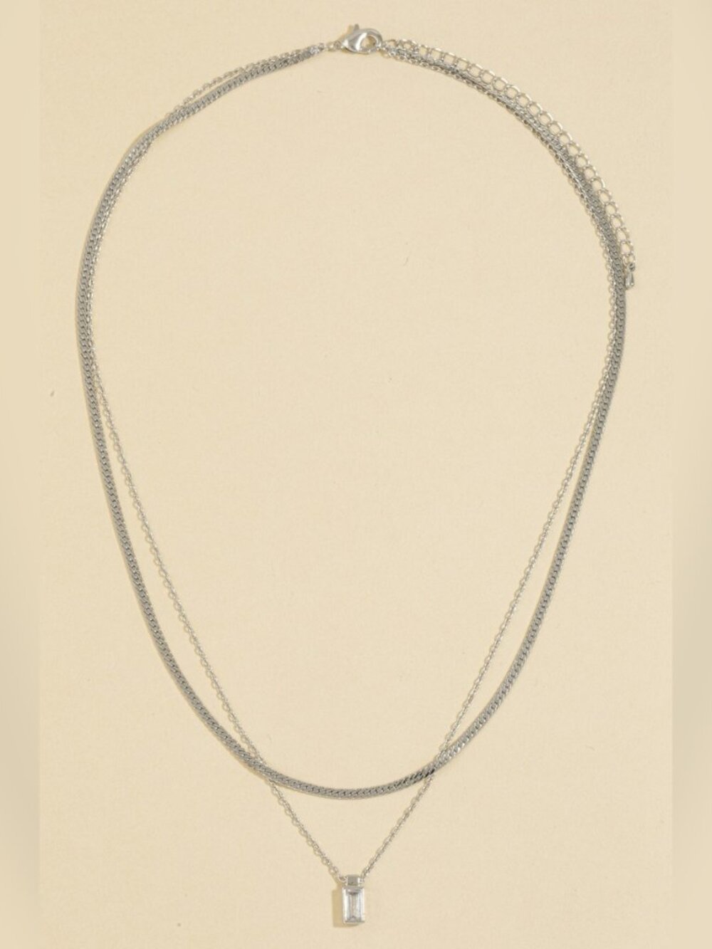COMING SOON ASH SILVER LAYERED RHINESTONE NECKLACE